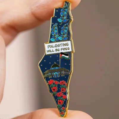 Customized Palestine Enamel Cufflinks Pin 18K Gold Plated Palestine Map Pin Jewelry for Patriots