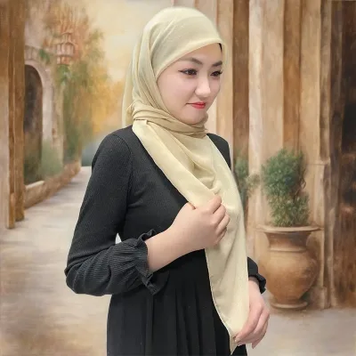 Wholesale Hot Products Cotton Voile Polyester Square Tudung Plain Color