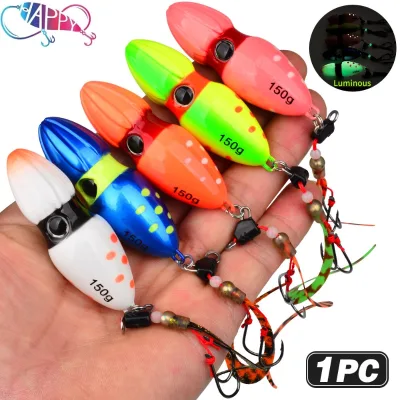 45g-150g Luminous SWITCH Jig with Ties and Hooks Saltwater Off Shore Fishing Metal Jig Slow Pitch Jigging Sea Fishing Lure