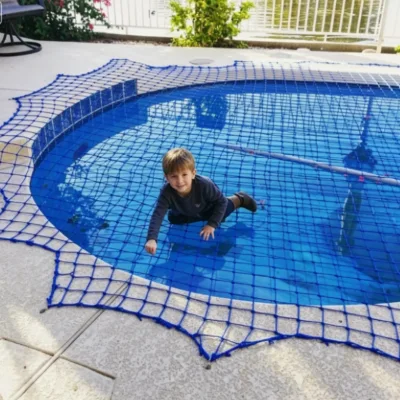 Polyester Swimming Pool Safety Netting 3mm Thick Knotted Mesh Anti-Fall Barrier with Install Kit for Hotel Villa Pool Enclosure