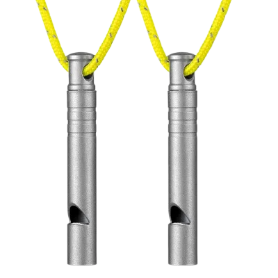 Wholesale Lightweight Portable Outdoor Camping Survival Whistle Pure Titanium with Lanyard