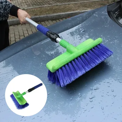 High Quality PET Bristles Microfiber Soft Water Flow Car Cleaning Cover Wash Brushes With Aluminum Long Handle
