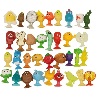 Silicone Suction Toys Stress Toys Set Mini Doll Suction Cup Toys Animals Cartoon Vegetables and Fruits Silicone Capsule Model