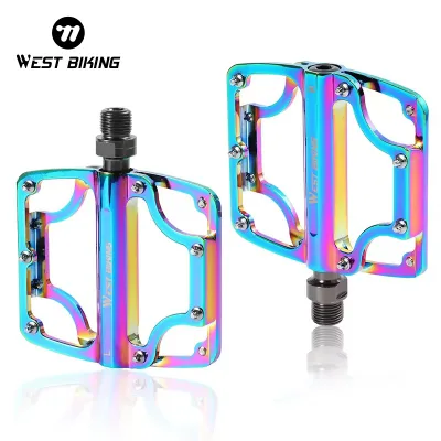 WEST BIKING Bicycle MTB Mountain Pedals Aluminum Alloy Non Slip Bicycle Metal Bike Pedals Anti Slip Bike Cycle Bicycle Pedal