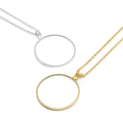 5X Metal Chain Magnifying Glass Lens Pendant Exquisite Necklace Magnifying Glass for Gift
