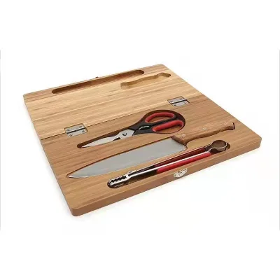 Folding Portable Bamboo Cutting Board Chopping Blocks with Kitchen Tools Set for Camping