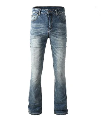 Low Moq High Street Men Classic Custom New Stone Wash Jeans Fashion Designer cat Whiskers Flare Denim Men 100% Cotton Jeans
