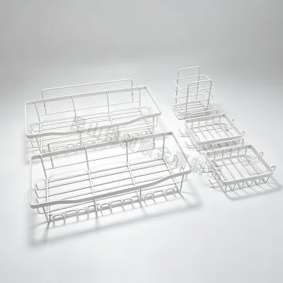 Five-Piece Classic Iron Bathroom Shelf Set No-Drill Shower Caddy & Corner Drain Basket