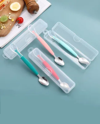 Double Head Baby Silicone Food Spoons Baby Fruit Scraping Mud Spoon Silicone Spoon Set for Infants