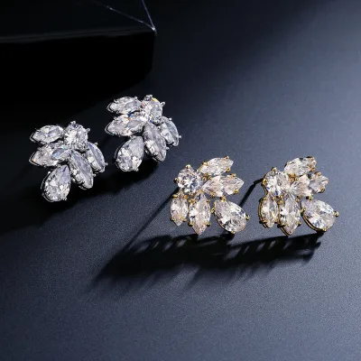 Light Luxury Shiny Marquise Zircon Stud Earrings Exquisite Compact Women's Ear Jewelry Versatile Daily Accessories Wholesale
