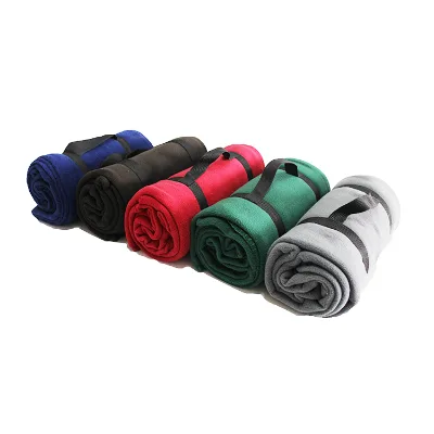 Easy Portable Anti-pilling Polar Fleece Travel Blanket with Handle