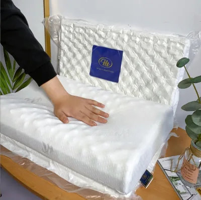 Hilton Cooling Latex Pillow with Memory Features Solid Pattern Rectangular Bed Cushion Polyester Fabric for Neck Support