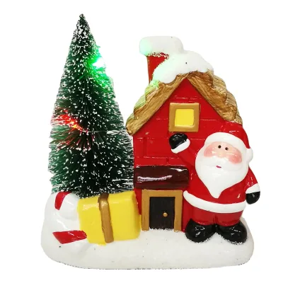 Ceramic Christmas Village Set - Miniature Holiday Houses with Tree Ornaments, Xmas Tabletop Decor