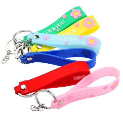 Custom Eco-Friendly Food Grade Silicone Rubber Key Chains Personalized Corporate Brand Logo Waterproof for Promotional Gifts
