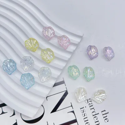 DIY Handmade Beading Supplies Transparent Acrylic AB-Color Shimmering Leaf Shapes Assorted-Color Imitation Leaves Shell Pieces