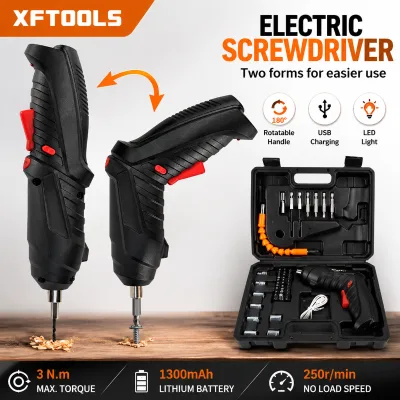 47PCS 3.6V Cordless Electric Screwdriver Kit Rechargeable Lithium Battery Mini Screwdriver Tool Set Home Repair