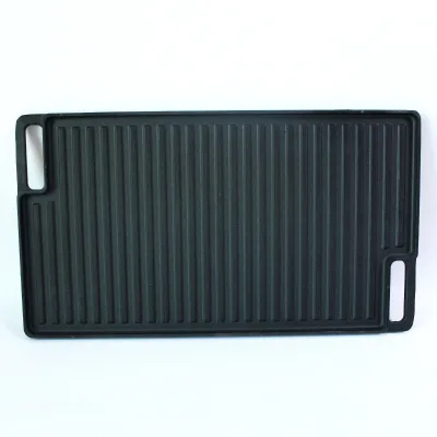Reversible Square Pre-Seasoned Non -Coating Cast Iron Barbecue Baking Grill Pan