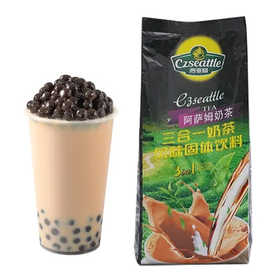 Czseattle Three in One Assam Milk Tea Powder Boba Drinks Bubble Tea Coffee Shops Tapioca Pearls Tea Bakery