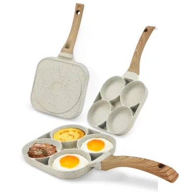 Non-Stick Breakfast Cookie Omelette Egg Pan 4 Holes 26cm Mini Pancake Fry Pan