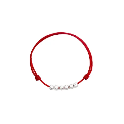 S925 Silver Rhodium Bohemian Beads Red Rope Couple Best Friend Zodiac Year Braided Ankle Rope for Wedding Travel Commemoration