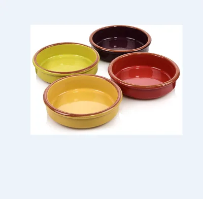 Tapas Bowls Set Spanish Tapas Bowl 12 cm Diameter Enjoy Glazed Cazuelas Mediterranean in Green, Yellow, Red and Aubergine