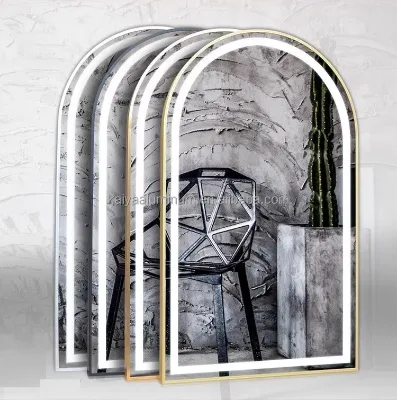 Aluminum Frame Lighting Hotel Led Mirrors Barber Station Smart Glass Touch Screen Bathroom Lighted Mirror