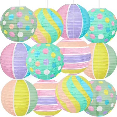 Pastel Paper Lanterns Hanging Paper Lanterns for Wedding Birthday Party Indoor Outdoor Tree Religious Easter Party Decorations