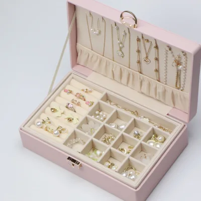 Double-layer Jewelry Box With Lock Jewelry Case Portable Removable Jewelry Organizer Box Fashion Storage Box