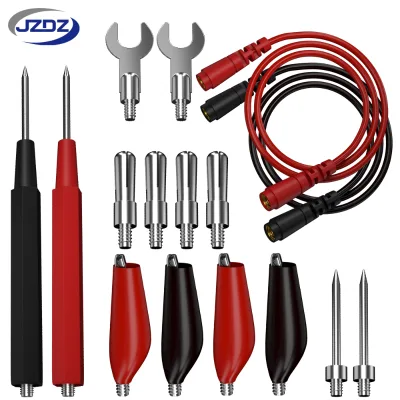 JZDZ 16-in-1 Multimeter Test Lead Kit: Probes, Hooks, Alligator Clips & Banana Plugs JT0004