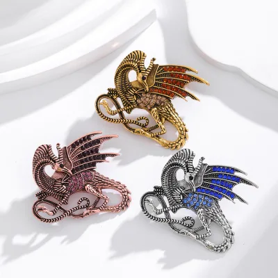 Vintage Cartoon Pterosaur Animal Brooch with Personalized Diamond Inlaid Dinosaur Brooch