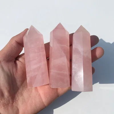 Wholesale Natural Rose Quartz Towers High Quality Small Size Rose Quartz Points Healing Stones for DIY