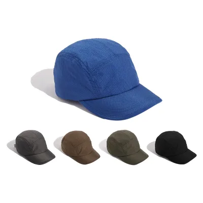 Custom Logo 5 Panel Unstructured Lightweight Breathable Nylon Polyester Waterproof Quick Dry Runner Hat Trail Running Caps