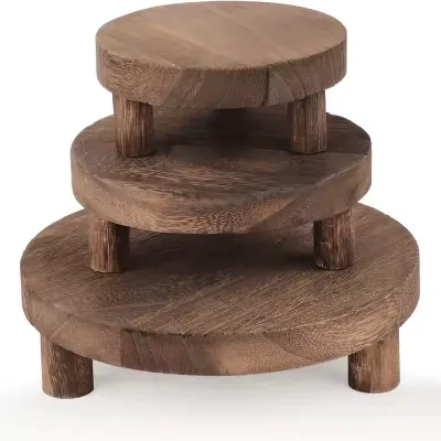 Handmade Multifunctional Wooden Display Stand-Vintage Style Riser Base for Tabletop Decor