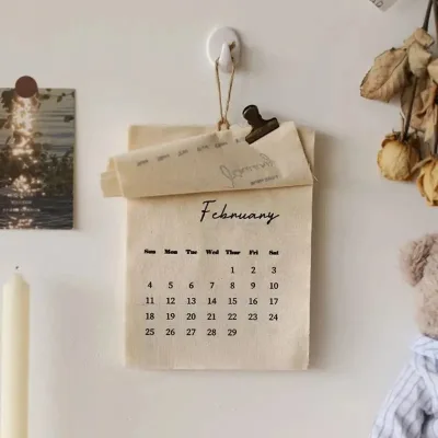 2025 Custom Cotton Fabric Year Calendar Minimalist Kids Wall Decor with Promotional Gift