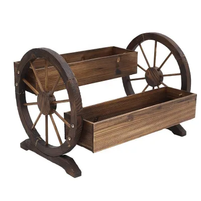 Natural Wood Plant Flower Shelf Stand Plant Display Rack