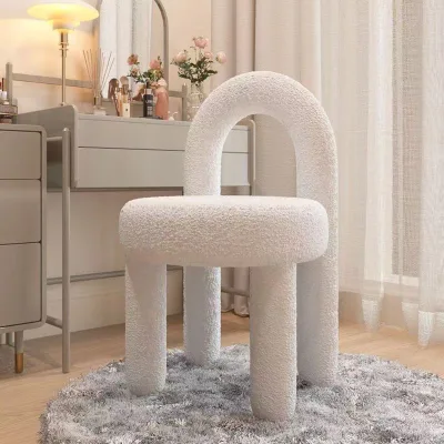 Modern Minimalist Vanity Chair for Bedroom Cream Style Metal Leisure Stool with Dressing Furniture