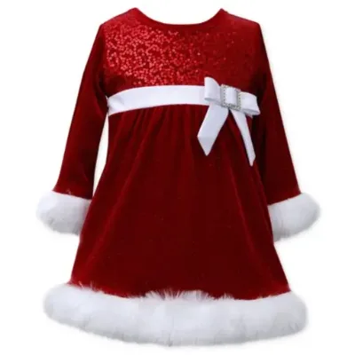 Baby Girl's Autumn Thickened Warm Qute Style Red Long Cotton Dress