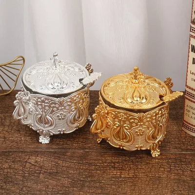 Fashionable European American Light Luxury Design Household Kitchen Sugar Storage Container Lid Sugar Bowl Cup