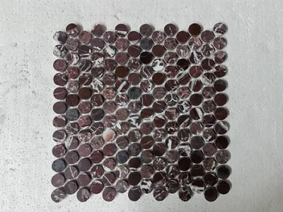 Rosso Levanto Red Marble Penny Round Mosaic Natural Stone Tile Modern Design for Kitchen Bathroom Floor Tiles