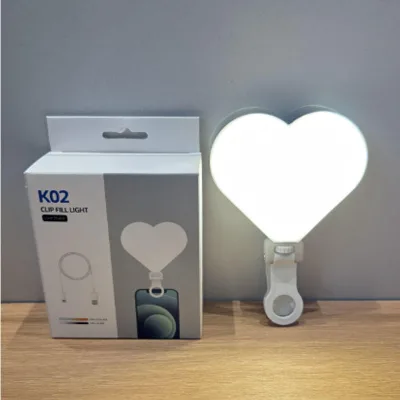Popular Cute Heart Shaped Outside Portable Selfie Lighting Lamp SMD 3 Colors 3000K 6000K Dimmable Fill Video Light