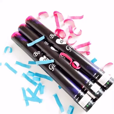 Gender Reveal Party Cannon 30cm 2-10m Range Pink/Blue Confetti Powder Disposable Outdoor Use for Christmas Father's Day