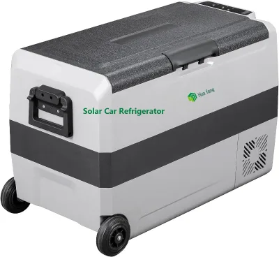 Solar Battery Powered Car Fridge Box Freezer Electric Cooler Portable Auto Refrigerator With Wheels
