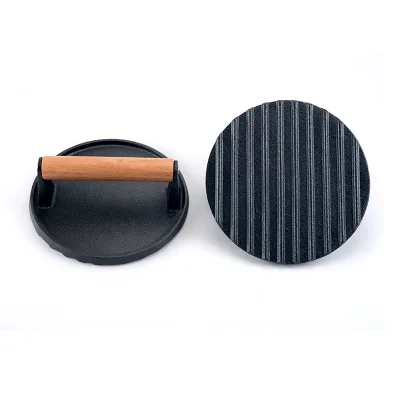 15cm Cast Iron Meat Steak with Wood Handle Cast Iron Burger Press