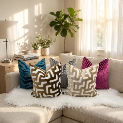 45x45cm Home Decoration Use 100% Cut Velvet Cushion Cover Jacquard Pillow case