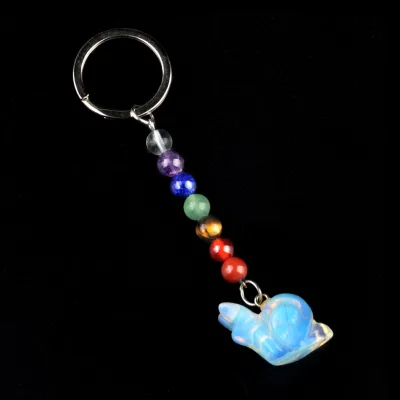 DIY Bulk Carving Opalite Snail Key Chains Figure Healing Stones Crystal for Gift