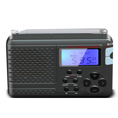 Retro AM/FM Full Band Radio LCD Screen Elderly Short Wave Radio with Alarm Clock Function