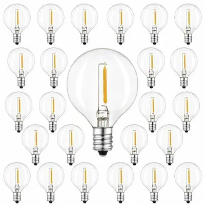 25 Pack G40 LED Replacement Bulb E12 Screw Base LED Globe Light Bulbs for Patio String Lights