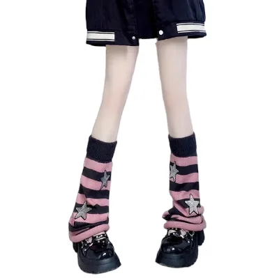 Wholesale Star Female Calf Socks Stripe Hot Girl Cosplay Knitted Flared Leg Warmer