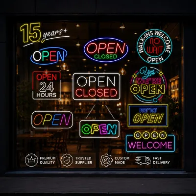 Custom Led Business Open Sign in Neon Design for Beauty Salon Bar Restaurant Shop Window Wall Decor with Wireless Control