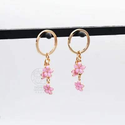Cherry Blossom Zinc Eco-Friendly Keychain-White for Decorative Clip-Car Key Ring Accessory for Women's Bag Hanger